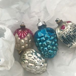 Four True vintage miniature mercury Christmas ornaments